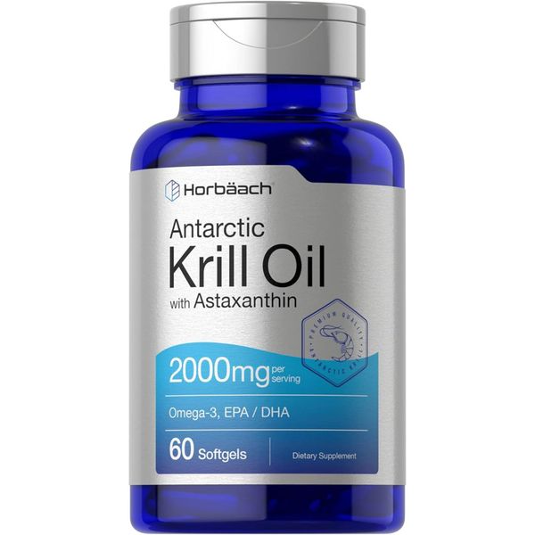 Horbäach Antarctic Krill Oil 2000mg 60 Softgel Capsules Omega-3, EPA