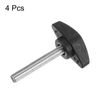 sourcing map 4pcs Tee Wing Knobs Thumb Screws M6 x 40mm Standard Male Thread Plastic T Knobs Handles Hand Clamping Thumbscrew, Black