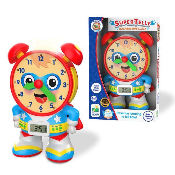 The Learning Journey - Super Telly Teaching Time Clock - Primary Color - Telling Time Teaching Clock - Toddler Toys & Gifts for Boys & Girls Ages 3 Years and Up - Award Winning Toys