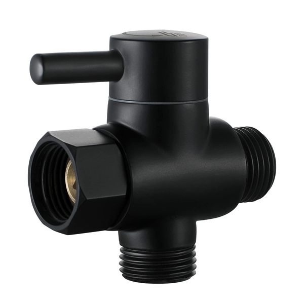 Brass Shower Arm Diverter Valve for Hand Held Showerhead and Fixed Spray Head,G 1/2 3-Way Bathroom Universal Shower System Replacement Part (Matte Black)