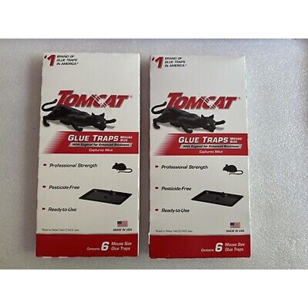 Tomcat Ready to Use Glue Sticky Mouse Traps ~ 2 Pack ~ 12 Traps Total ~ New