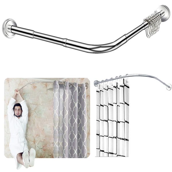 Quany Life Stretchable Corner Shower Curtain Rod (32-43" x 40-60")