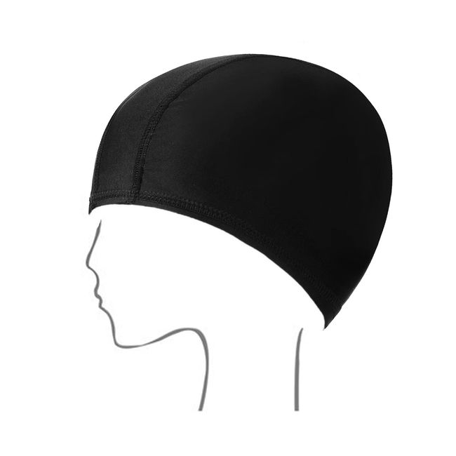 Samcos Swimming Cap, Swimming Cap, Adult Women, Swimming Cap, Pool Hat, Fluffy, Stylish, Compatible with Long Hair, Good Elasticity, Solid, Unisex, Adult (Black)