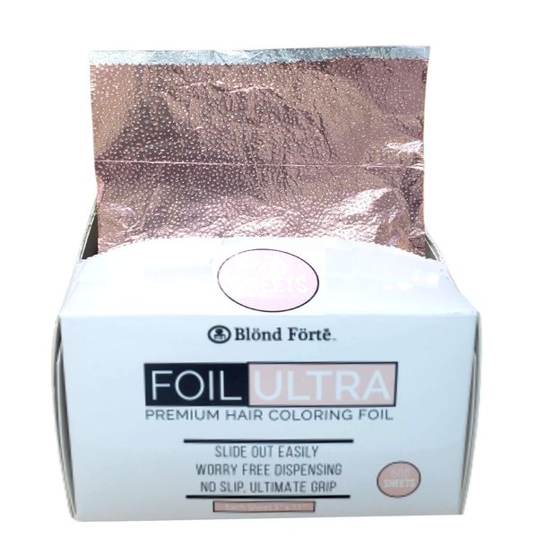 Blond Forte Rose Pop Up Hair Color Foil, Highlight Application Foil, 500 Sheet Dispenser, Coloring Aluminum Hair Foil 5”x11”