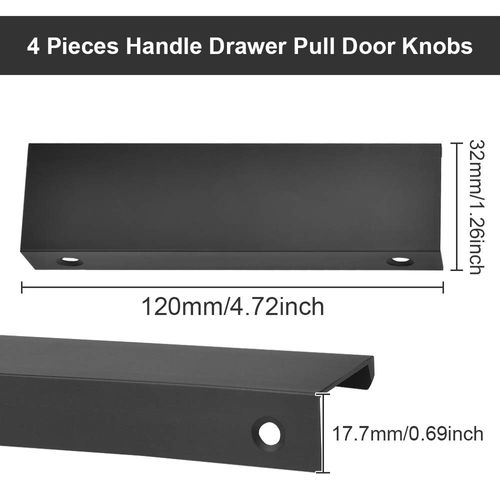 KLYNGTSK 4 PCS Finger Edge Pull Black Concealed Handle Modern Style Curved Drawer Handle Aluminum Alloy Invisible Handle Wardrobe Handle for Cabinet Hardware Drawer Pull Kitchen Cabinet Handles