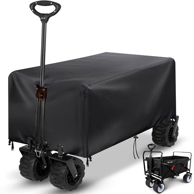 Schleuder Handwagen Abdeckung,Abdeckung für faltbar Bollerwagen,Bollerwagen Abdeckung,420D Oxford Gewebe Transportkarre Abdeckung Wasserdicht, Winddicht, UV-Beständiges,Schwarz(105x60x45cm)