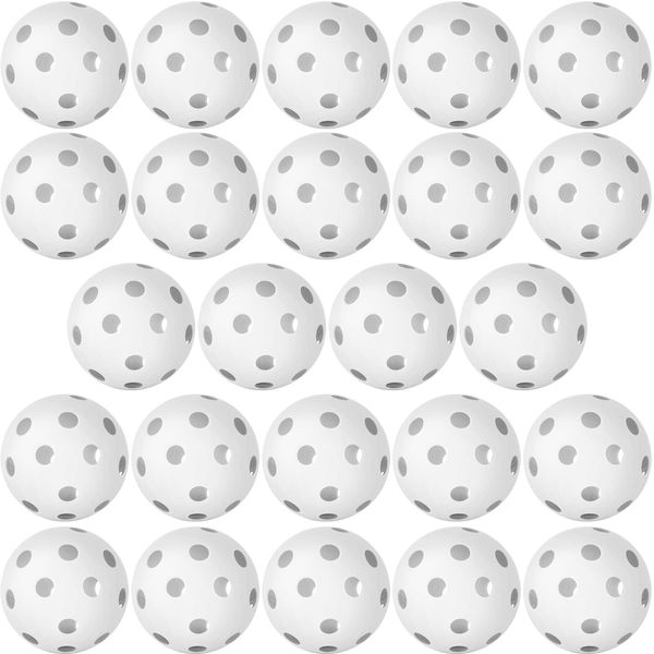 Coopay 24 Pack Baseball Practice Baseballs Plastic Hollow Airflow Soft Balls for Hitting, Baseball Training Indoor Outdoor Use (White)