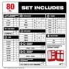 Xokisde 80PC Shockwave Impact Duty Driver Bit Set for Milwaukee 48-32-4094 - Nuts