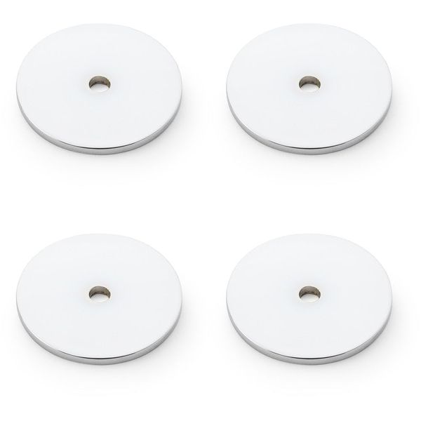 4 Pack - Round Kitchen Door Knob Backplate - Polished Chrome 35mm Diameter Circular Plate