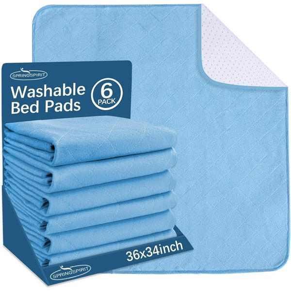 Reusable Incontinence Bed Pads Washable Underpad Bed Pad 6 Pack 34"x36"