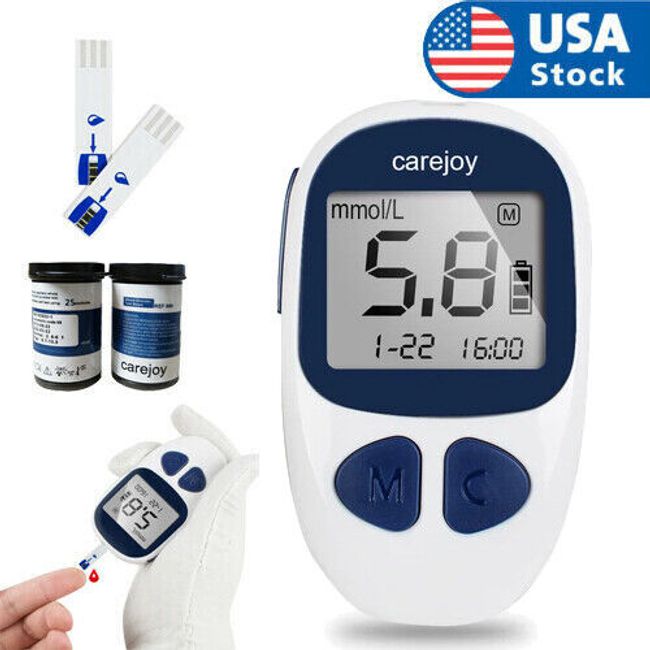 Carejoy Blood Glucose Meter Kit Glucometer Diabetes Sugar Monitor with Strips &