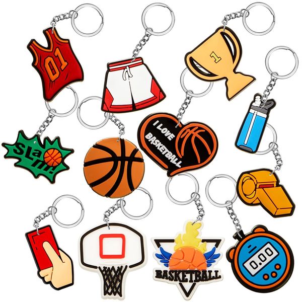 Batiyeer 36 Pack Sports Keychains Sports Ball Key Ball Keychain Bulk for Sports Birthday Party Favors (Basketball)