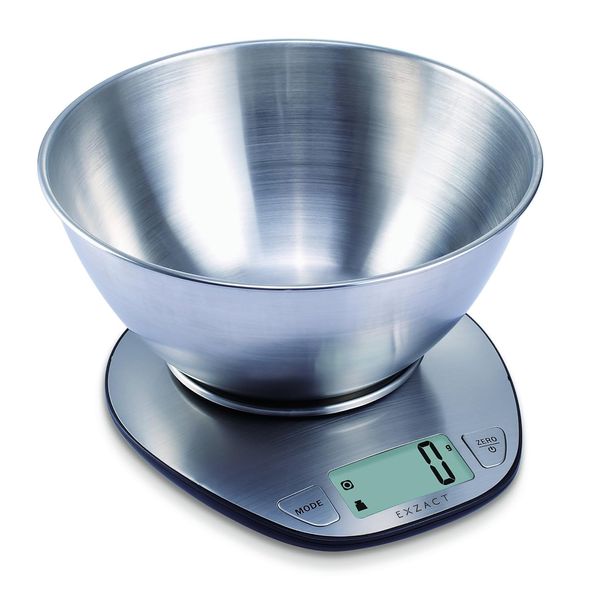 Exzact Digital Kitchen Scale with a Mixing Bowl Stainless Steel - Electronic Baking Scale - Food Scale - Support Imperial and Metric Switch - Capacity Max 5kgs