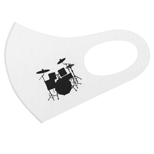 igsticker 018051 Design Mask, 2 Piece Set, Polyester, Washable, Cloth Mask, Unisex, One Point, Drum, Musical Instrument, Rock Silhouette