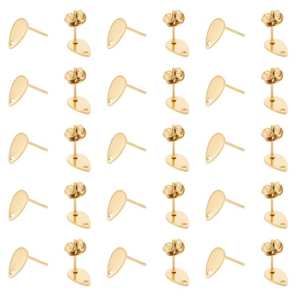 UNICRAFTALE 30 Stück Tränen Tropfen Ohrstecker 304 Edelstahl Ohrringe Zubehör Gold Ohrstecker Basteln DIY Ohrstecker Rohlinge Mit Löch Hypoallergene Ohrhaken DIY Ohrringherstellung