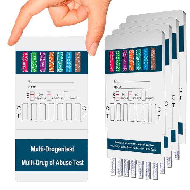 5x 10in1 Multi Drogentest Urintest – 10 Drogenarten – Drogenschnelltest auf THC, Amphetamine, Kokain, Opiate, Meth, Methadon, MDMA, Benzodiazepine, Oxycodon und Butalbital