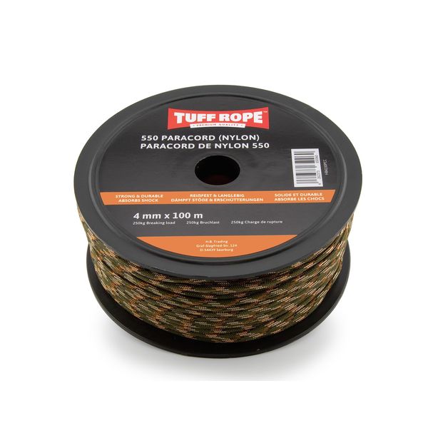 TUFF ROPE® Paracord 550 (Nylon) - 4mm - DAS Starke Seil - Reißfest & Langlebig - 7 Kernfäden - Mehrzweckseil für Outdoor, Haus & Garten in Premium Qualität