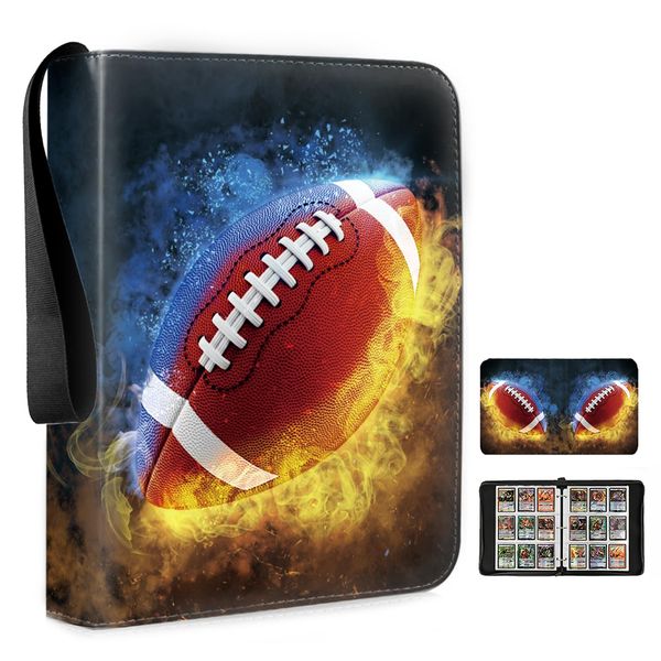 EGEKTBH 9 Pokect Trading Card Binder, 2024 Football Card Binder Album with 50 Binder Sleeves fit 900 Sport Cards, Card Storage Book Compatible with TCG/MTG and Sports Card