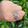 Clataly Rainbow Unicorn Ring with Rhinestones Adjustable Opening Cartoon Unicorn Girls Ring