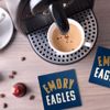 Emory University Eagles Logo Square Ceramic Coasters, Set of 2, 3.9", Cork Base