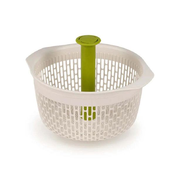 Joseph Joseph Spindola in Sink Salad Spinner, 2-in-1 Colander, Salad Veg Drainer and Dryer – White/Green