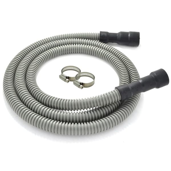 Universal Dishwasher Drain Hose - 6 Ft Discharge Hose - Corrugated and Flexible Dishwasher Hose Drain Replacement with Clamp