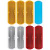 Rectangular stick-on reflectors, 8 Pack, orange, White and Red, 4.37 x 1.50 x 0.39", with E-mark, rectangular reflectors for trailers, cat's eye left right, reflector diffusion disc
