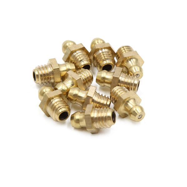 sourcing map 10pcs M8 x 1.25 Thread Brass Straight Grease Nipple Fitting for Car