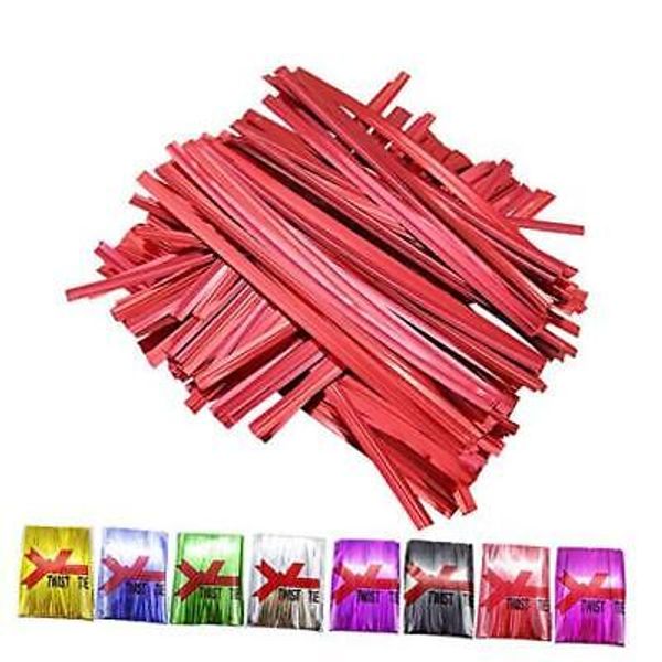 Bread Bags Tie 400Pcs 4" Metallic Twist Ties (Red) Red-400pcs