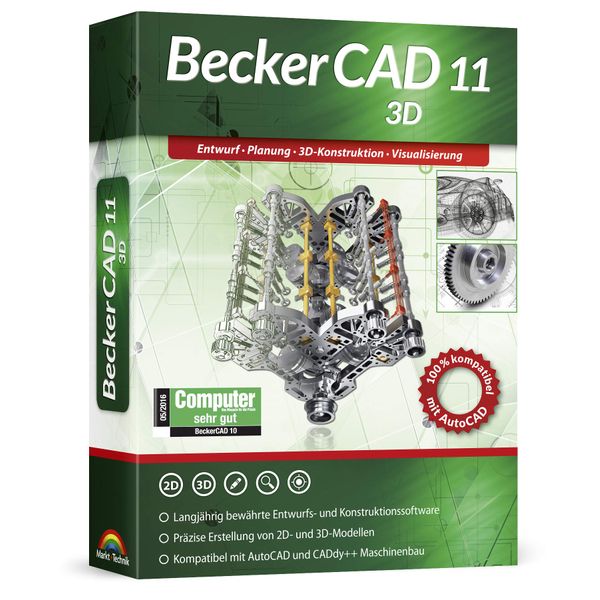 Becker CAD 11 3D für Windows 10 8 7 | Cad-Software für Architektur, Maschinenbau, Modellbau und Elektrotechnik | 3D CAD Programm kompatibel mit Autocad