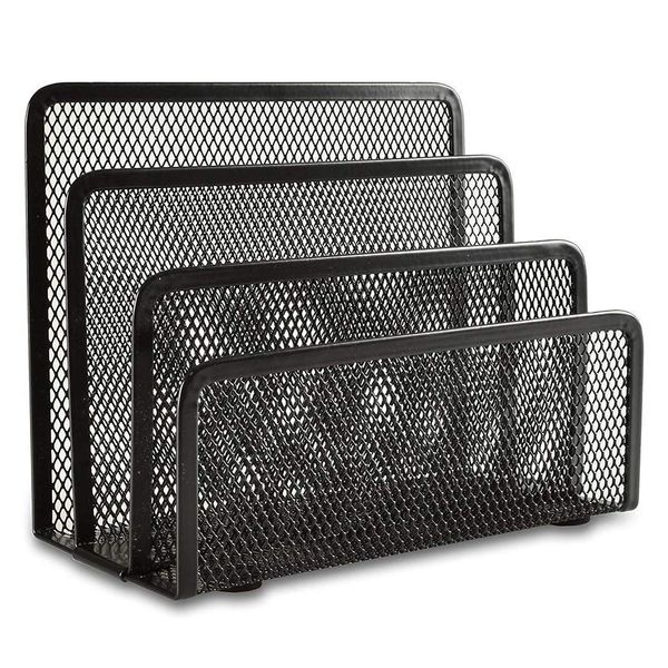 EASEPRES Desk Mail Organizer, Easepres Office Small Letter Sorter Desktop File Organizer Metal Mesh with 3 Vertical Upright Compartments, 1 Pack