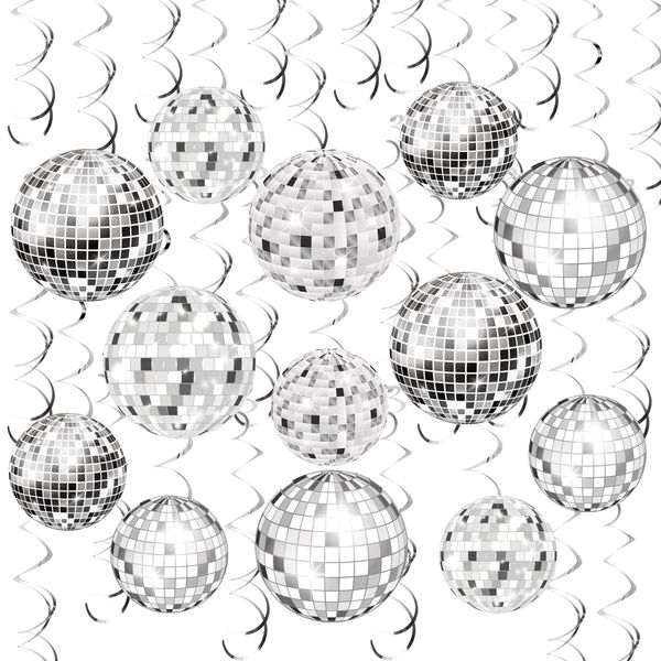 54 Pieces Disco Party Decorations Disco Ball Hanging Swirls 70s Party Hanging Swirls Ceiling Decor for Disco Fever Party 70s Hippie Birthday Party Favors Supplies (Hanging Swirl)