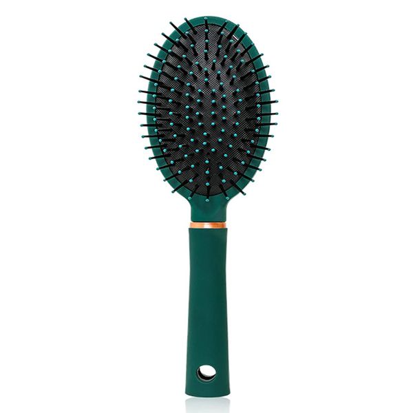 Reazana Detangling Brush Anti-Static Detangler Hair Brushes with Silicone Cushion Base Blow Drying Comb Nylon Bristle Pins Fashion Massage Brush Wet or Dry All Hair Types Styling Dark Green (Oval)