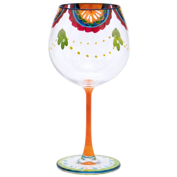 Maturi Hand Painted Pattern Gin Glass, 625ml, Gift Boxed