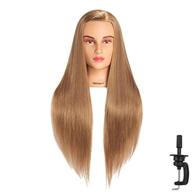 Mannequin Head with Hair, Beauty Star Doll Head for Hair Styling, 20 Inch  Long Gold Syntheic Hair Cosmetology Manikin Training Head Model