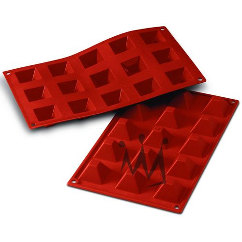 Silikomart Professional SF008 Silicone Baking Mold Pyramid 0.68 Oz, 1.42" x 1.42" x 0.87" High, 15 Cavities (1 Each)