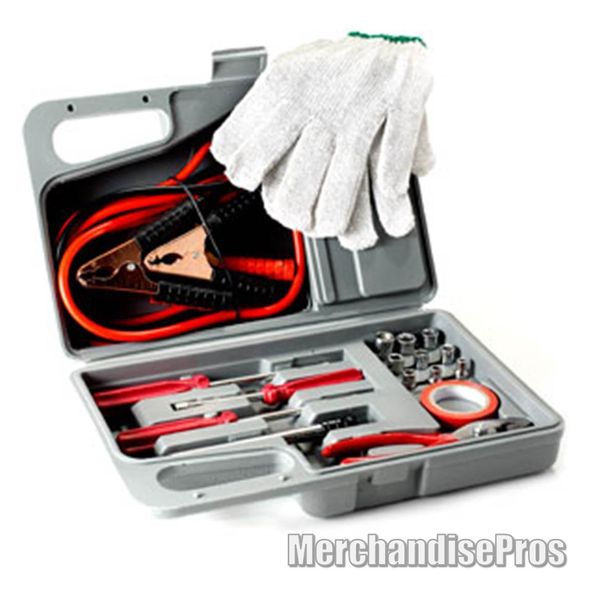 31-PC EMERGENCY ROADSIDE KIT INCLUDES INSULATED JUMPER CABLES & WORK GLOVES NEW!