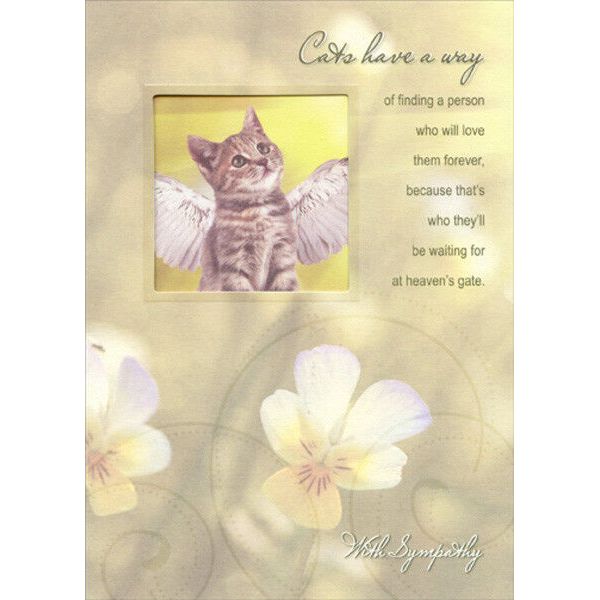 Cat with Wings Die Cut Window Designer Greetings Pet Sympathy Card