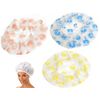 Large (Adult Size) Multipurpose Bathing & Shower Caps - Reusable, Washable (1 Blue, 1 Yellow & 1 Peach Floral) (3pc)
