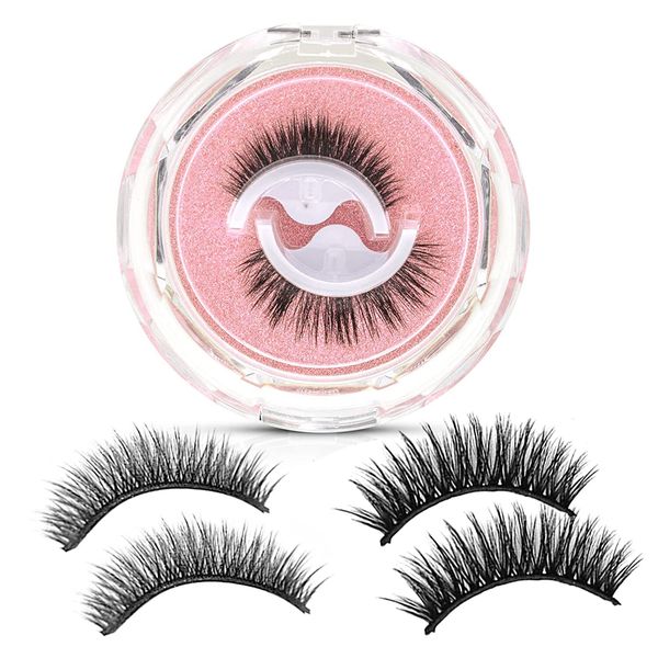 Reusable self-adhesive eyelashes in 2 natural long styles, Includes 4 pcs