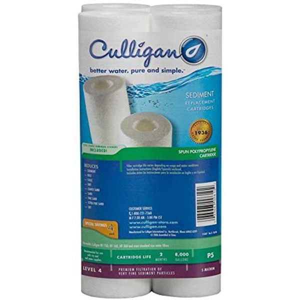 Culligan P5-4PK Standard P5 Whole House Premium Water Filter, 8,000 Gallons, Value 4-Pack, White, (Pack of 4), 4 Count