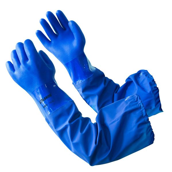 LANON 2 Pairs 26" Elbow Length PVC Chemical Resistant Gloves, Heavy-Duty Long Rubber Gloves, Acid, Alkali & Oil Protection, XL