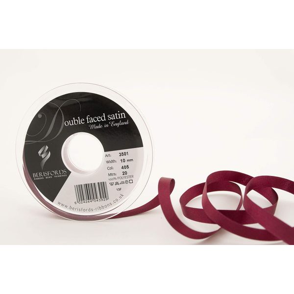 Berisfords Double Satin Ribbon, Burgundy, 20 m
