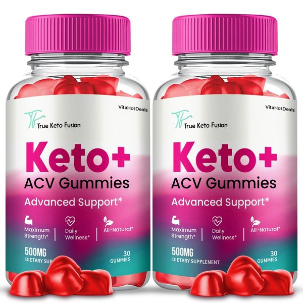 True Keto Fusion Keto + ACV Gummies Supplement, Max Strength (2 Pack)