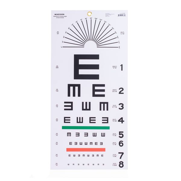 McKesson 20 Foot Distance Wall Mount Eye Chart Tumbling E