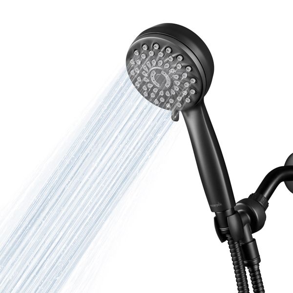 Waterpik High Pressure Hand Held Shower Head With Hose, PowerPulse Massage 7-Mode, Matte Black XPB-765ME