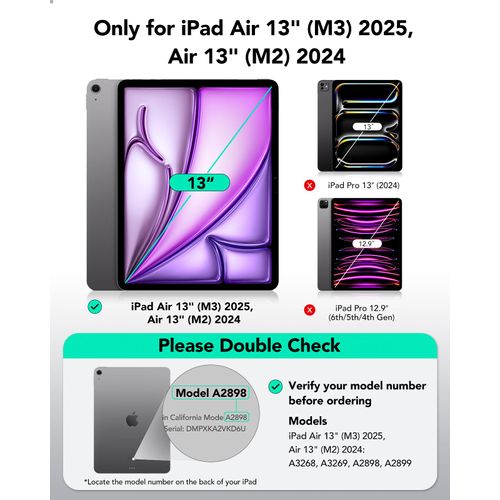 ESR for iPad Air 13 Inch Case (2025/2024) M3/M2 with Pencil Holder, Removable Magnetic Cover, Vertical Stand, Fully Supports Pencil Pro and Pencil(USB-C), Rebound 360 Series, Black