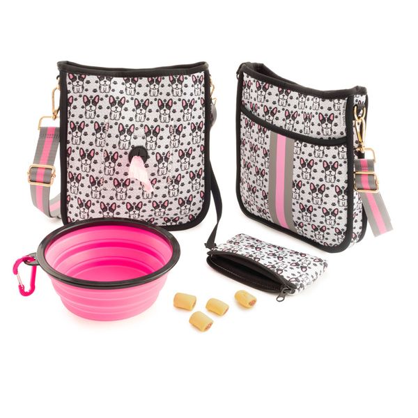 Oh la la French Bulldog Dog Walking Messenger Bag Set