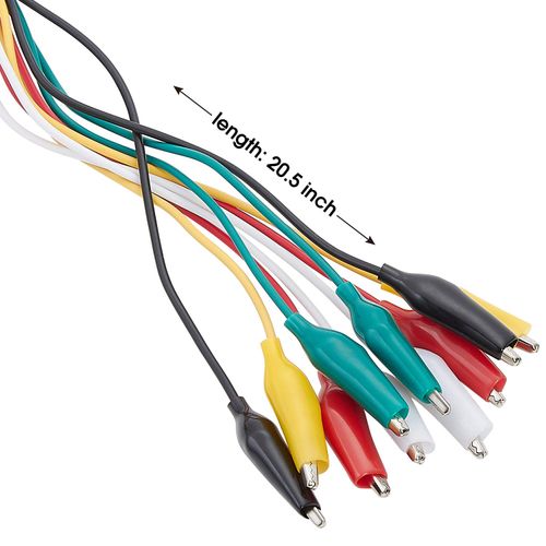 WGGE WG-026 10 Pieces and 5 Colors Test Lead Set & Alligator Clips,20.5 inches / 22 AWG Copper Wire. The Clips soldered and Stamping to The Wires. (1 Pack)