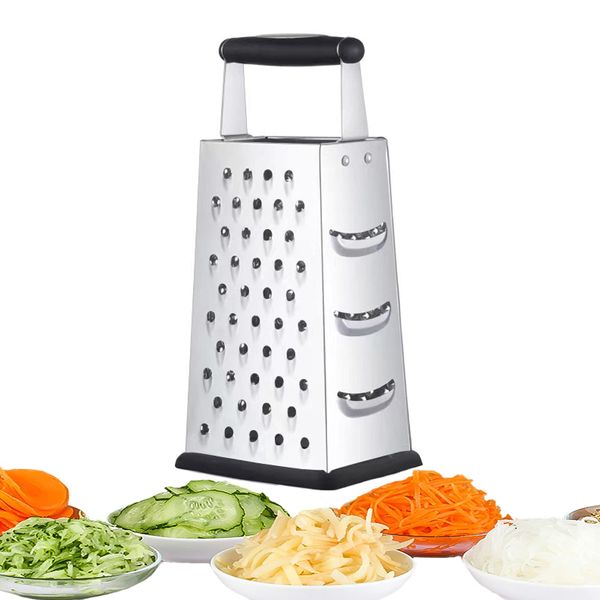 NILICAN Grater Vertical Stainless Steel Grater Four Sided Grater Cucumber Carrot Cheese Grater Melon Slicer Potato Slicer Non-slip Handle Peeler